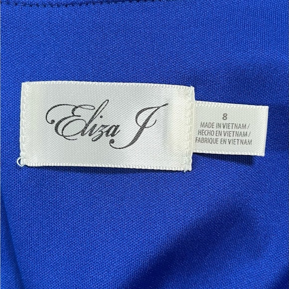 Eliza J Royal Blue sheath ruffled hem V-Neck Mini cocktail Dress, NWT, size 8 - Picture 5 of 17